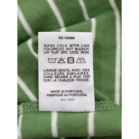 Kule Long Sleeve Top Green & White Striped Crewneck Cotton Womens Size L NEW - Picture 8 of 8